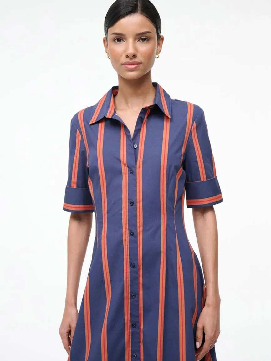 STAUD Joan Maxi Dress in Railroad Stripe