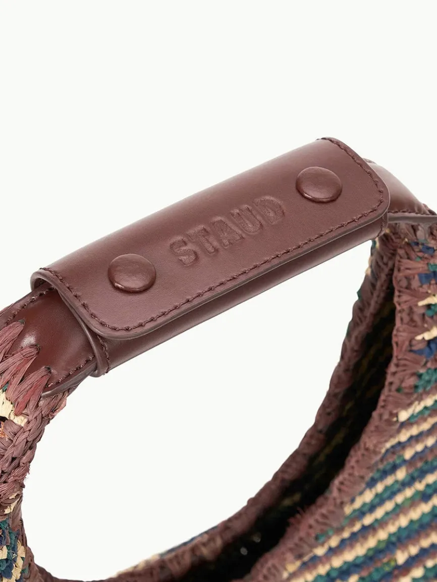 STAUD Moon Raffia Tote in Mixed Raffia