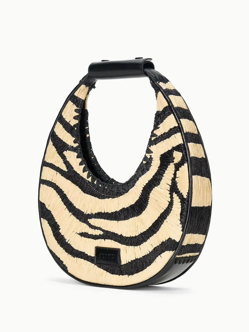 STAUD Moon Raffia Tote Bag in Zebra