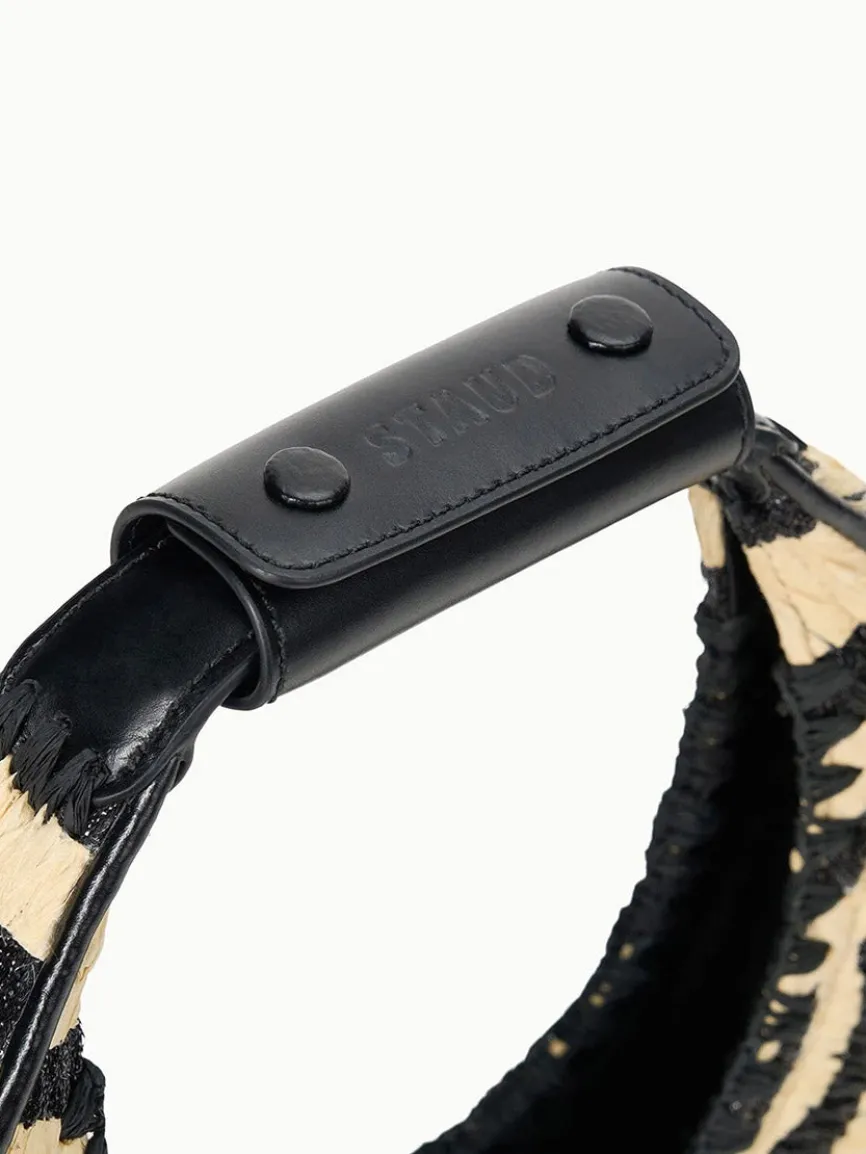 STAUD Moon Raffia Tote Bag in Zebra