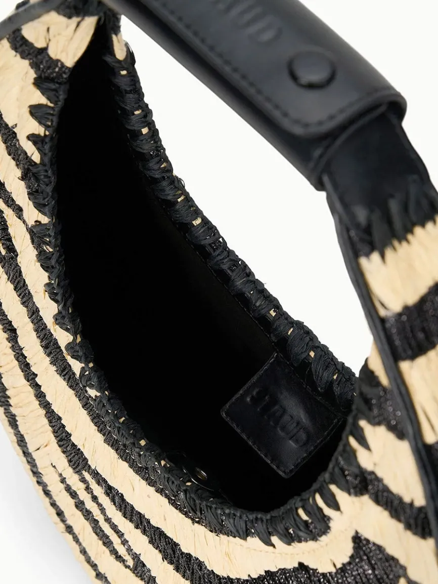 STAUD Moon Raffia Tote Bag in Zebra