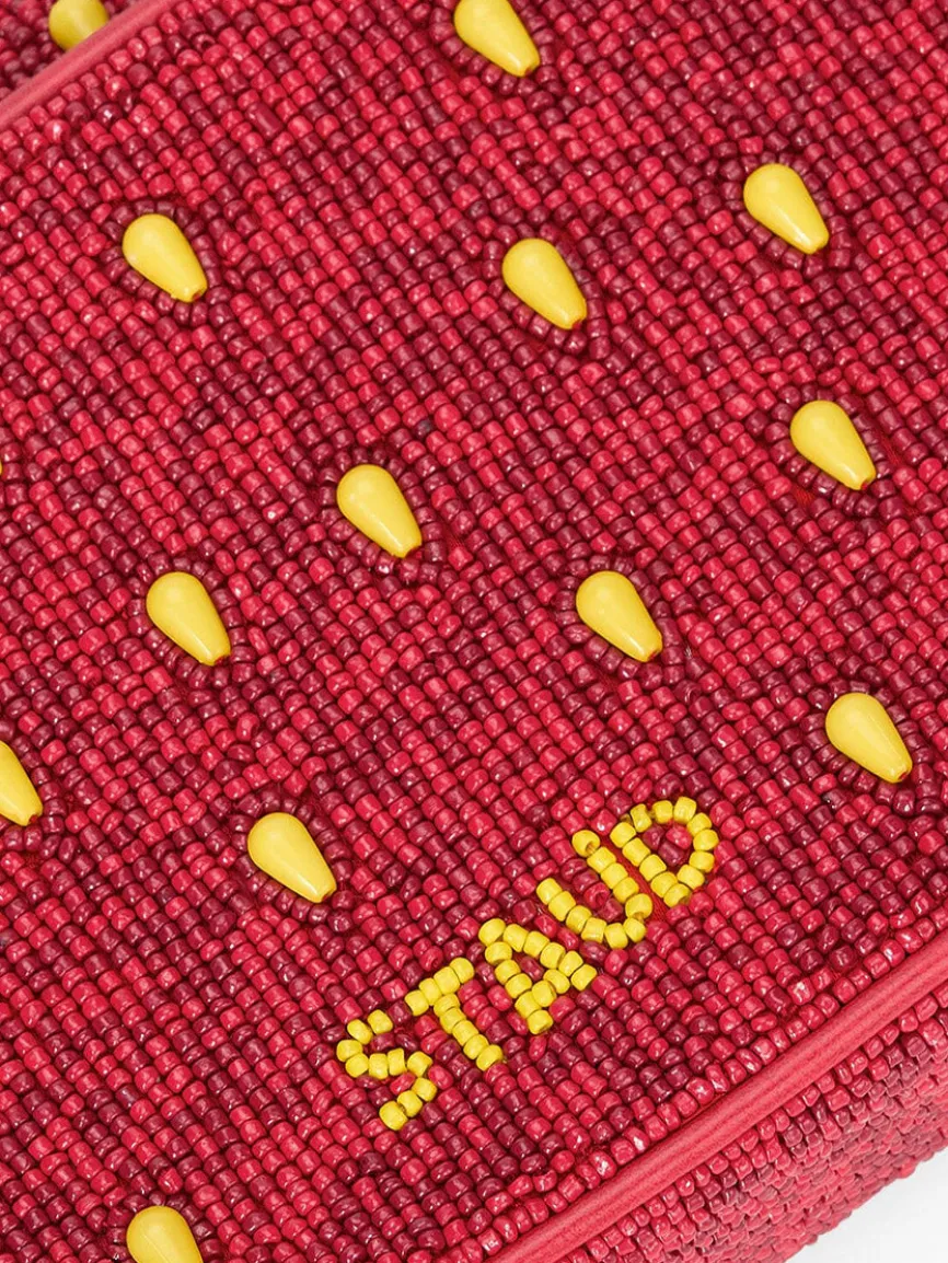 STAUD Tommy Beaded Bag in Strawberry Dream