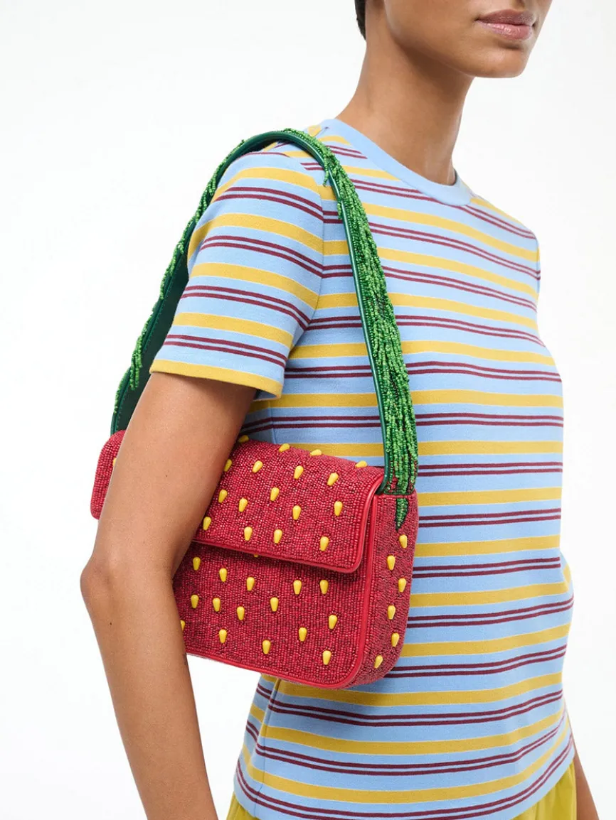 STAUD Tommy Beaded Bag in Strawberry Dream