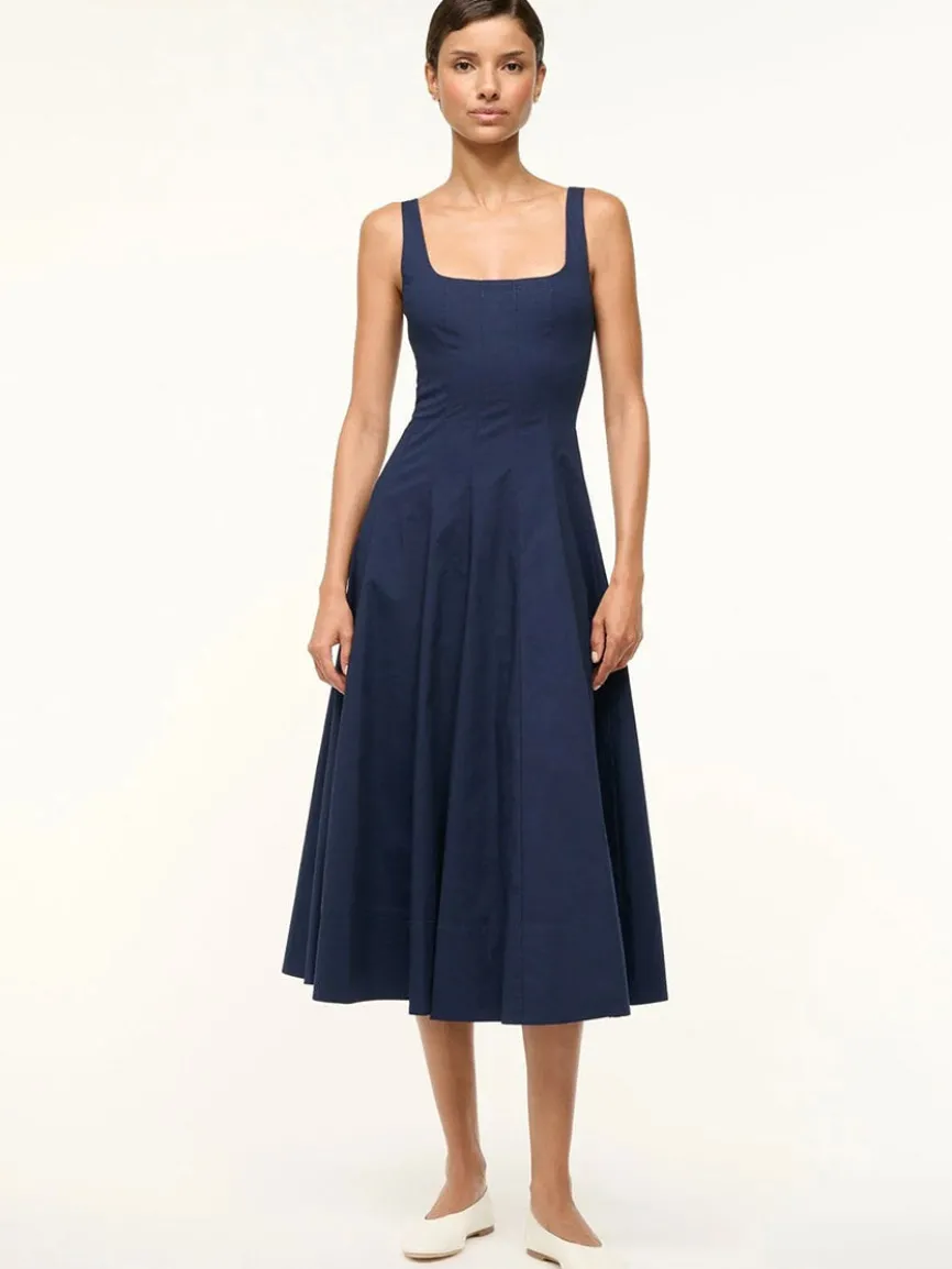 STAUD Wells Sleeveless Dress in Navy