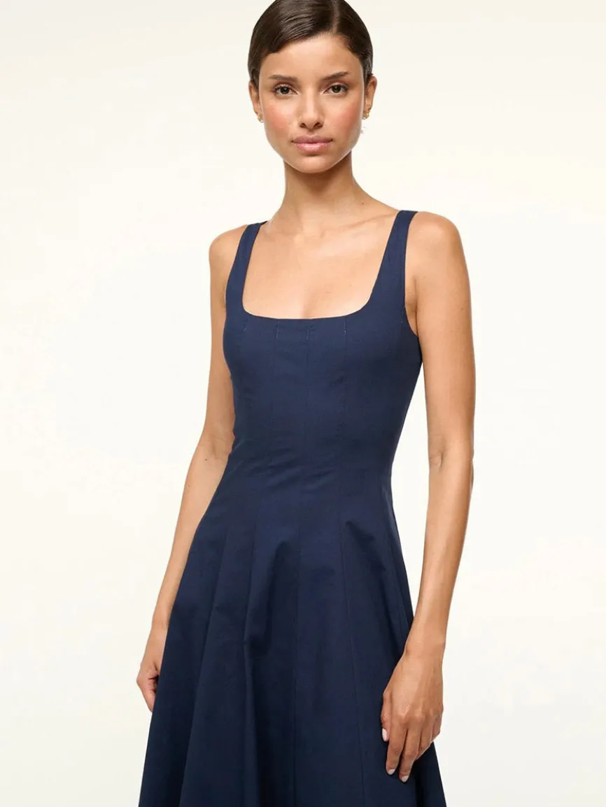 STAUD Wells Sleeveless Dress in Navy