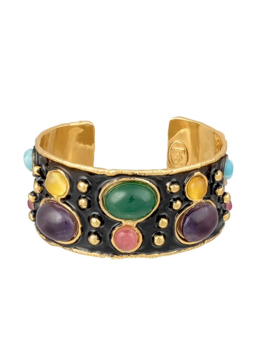 Sylvia Toledano Cuff Byzantine in Multi Winter & Black Enamel