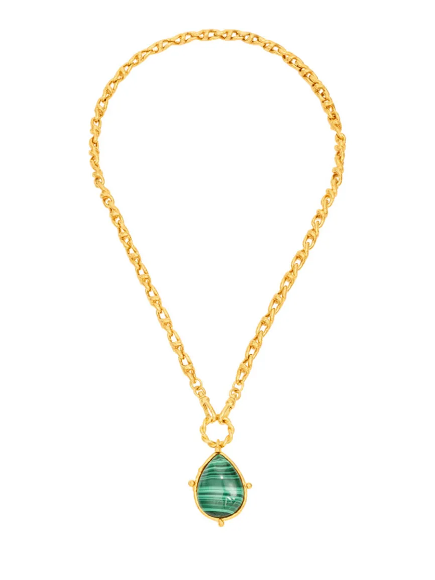 Sylvia Toledano Pendant Drop Gold Chain with Malachite
