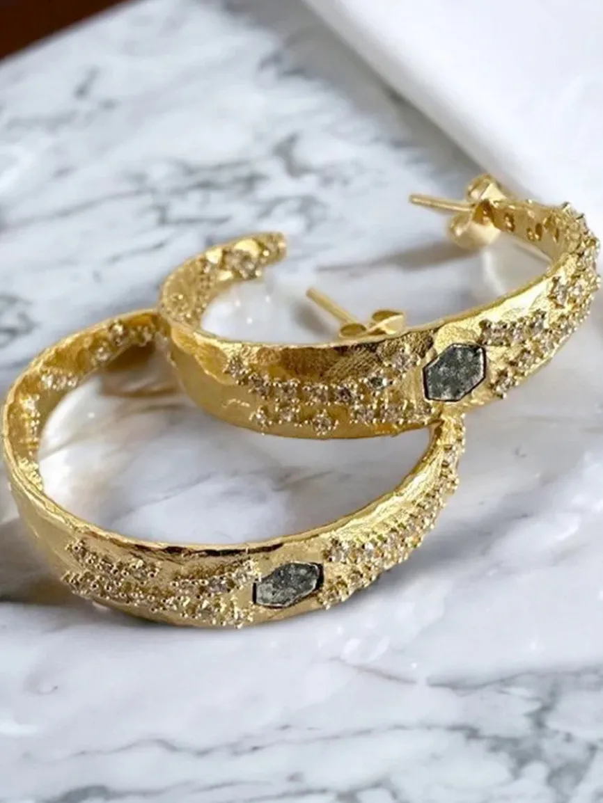 Tat2 Designs Cosa Hoops in Gold & Vintage Silver