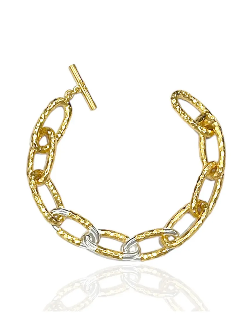Tat2 Designs Eli Hammered Chain Bracelet in Gold Two-Tone