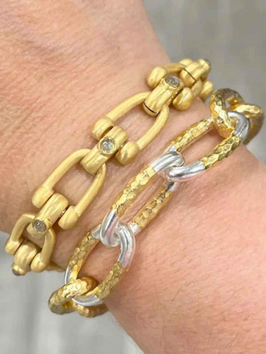 Tat2 Designs Eli Hammered Chain Bracelet in Gold Two-Tone