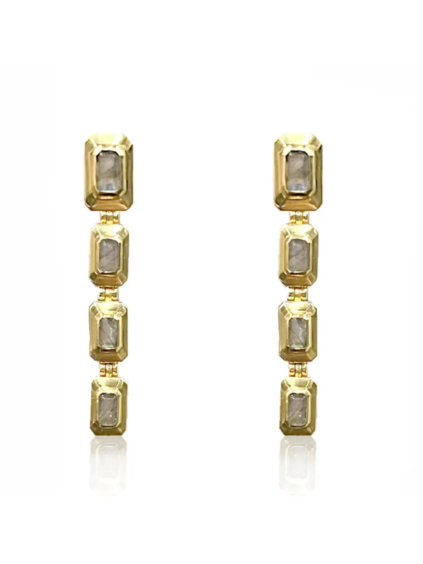 Tat2 Designs Labradorite Beryl Earrings in Gold