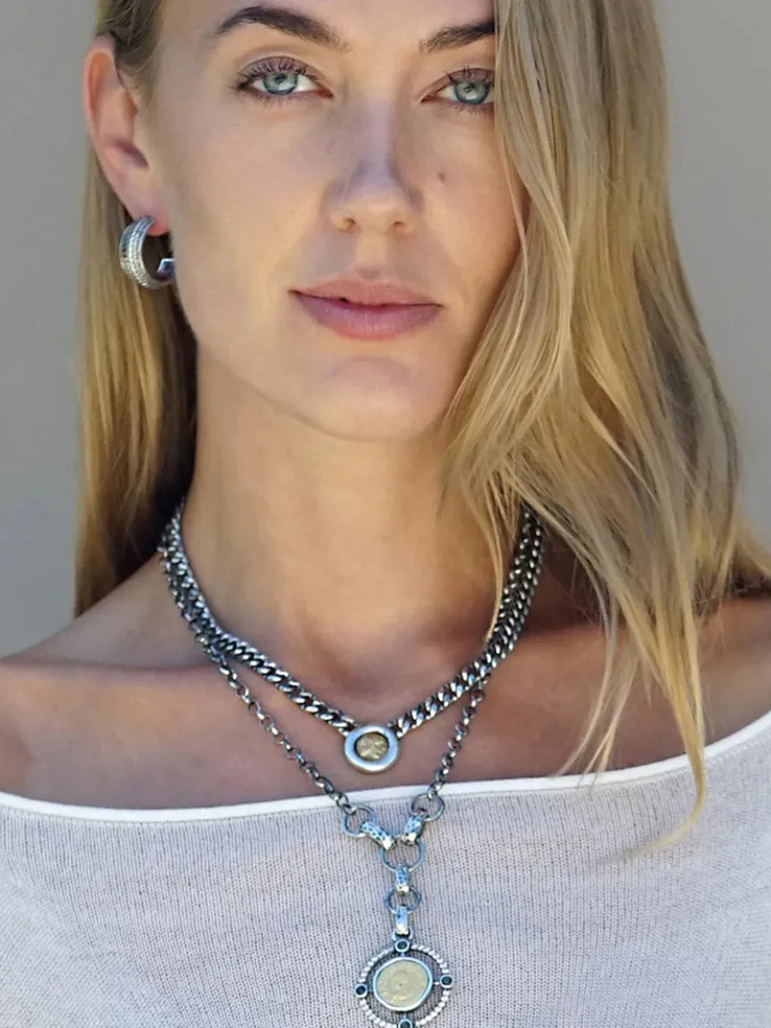 Tat2 Designs Pave Noma Hoops in Vintage Silver