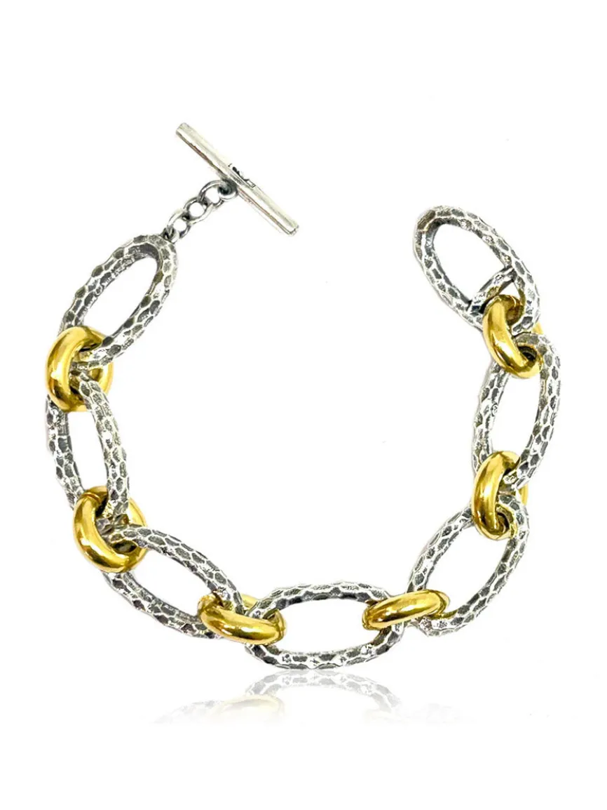 Tat2 Designs Ravelle Hammered Chain Bracelet in Vintage Silver Two-Tone