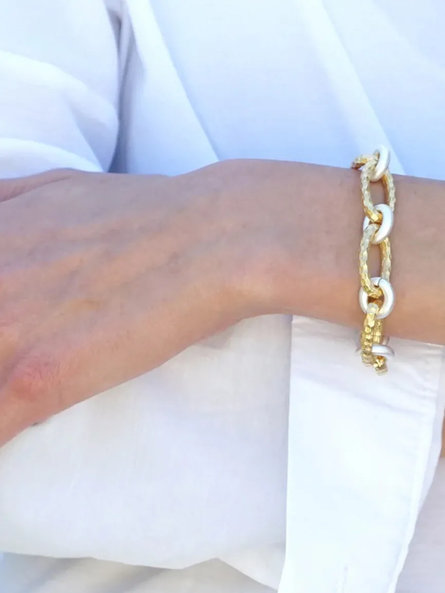 Tat2 Designs Ravelle Hammered Chain Bracelet in Gold Two-Tone