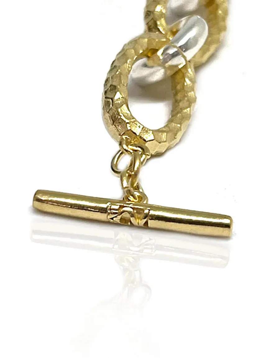 Tat2 Designs Ravelle Hammered Chain Bracelet in Gold Two-Tone
