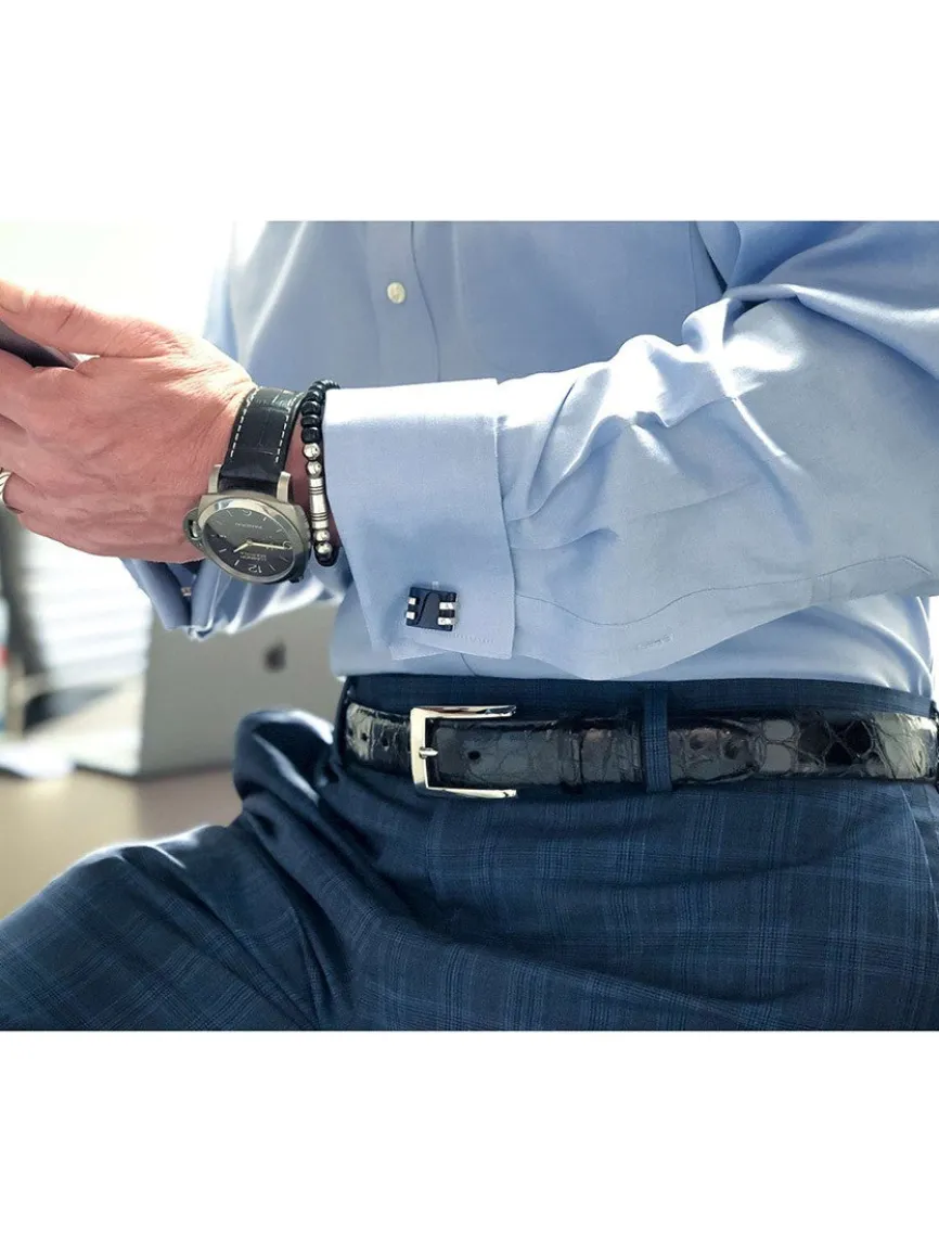 Torino Leather American Alligator Skin Belt in Black