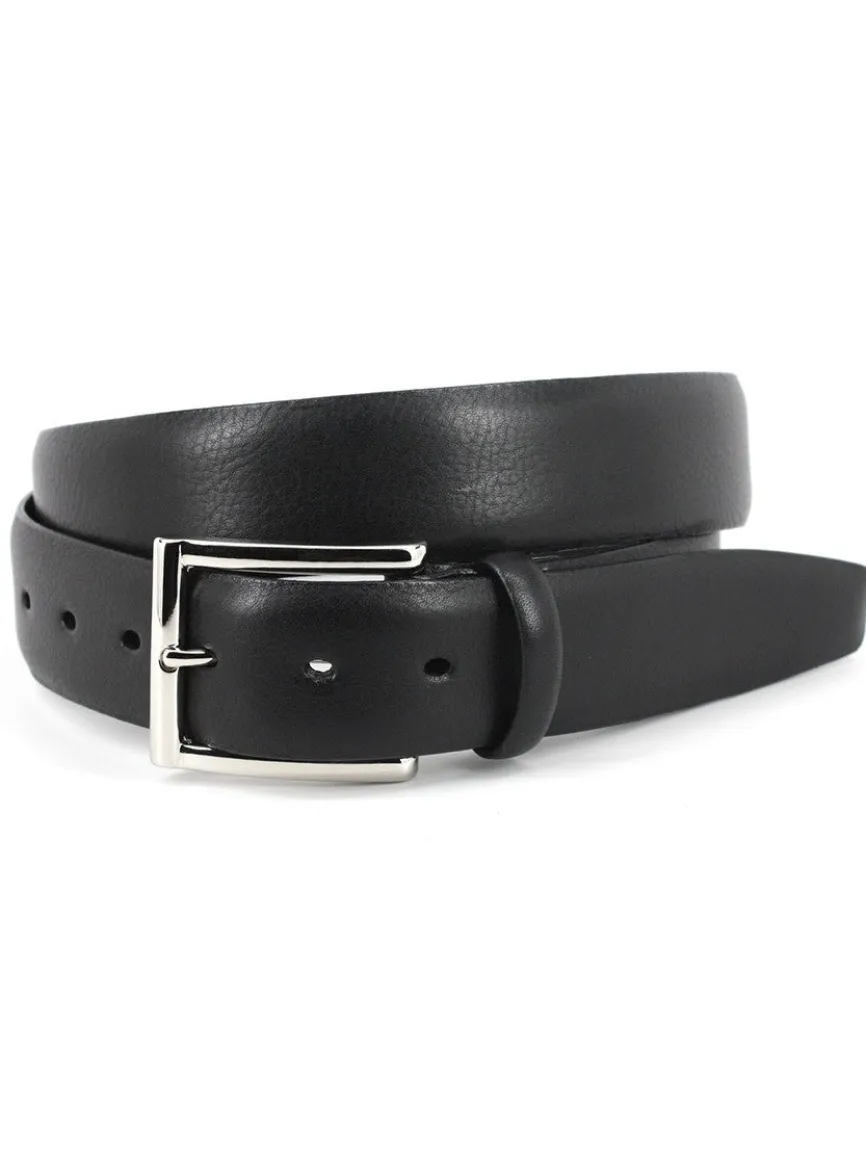 Torino Leather Italian Glazed Milled Calfskin Belt in Black