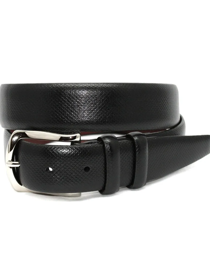 Torino Leather Italian Bulgaro Calfskin Belt in Black
