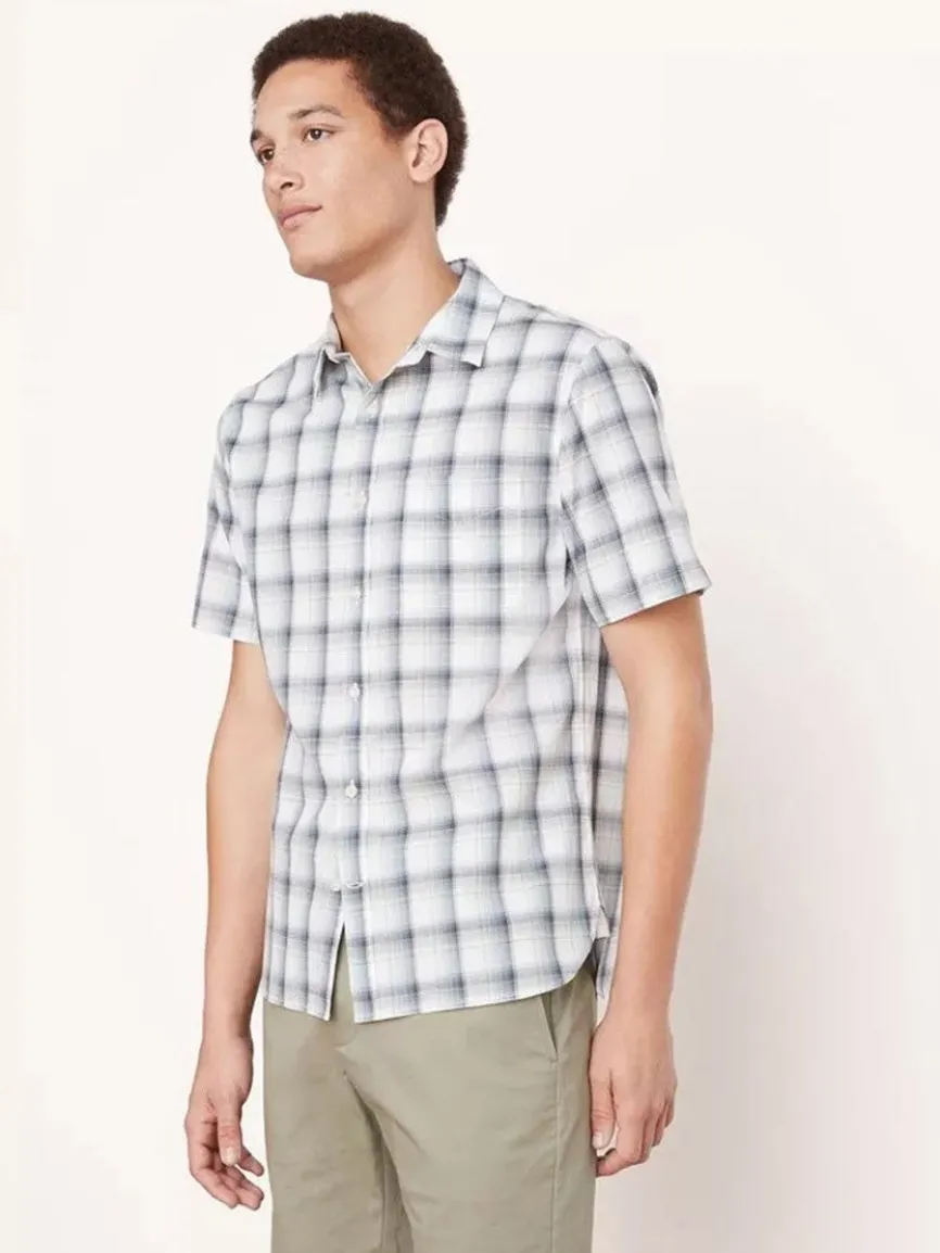 Vince Atwater Plaid Short Sleeve Shirt in Celery