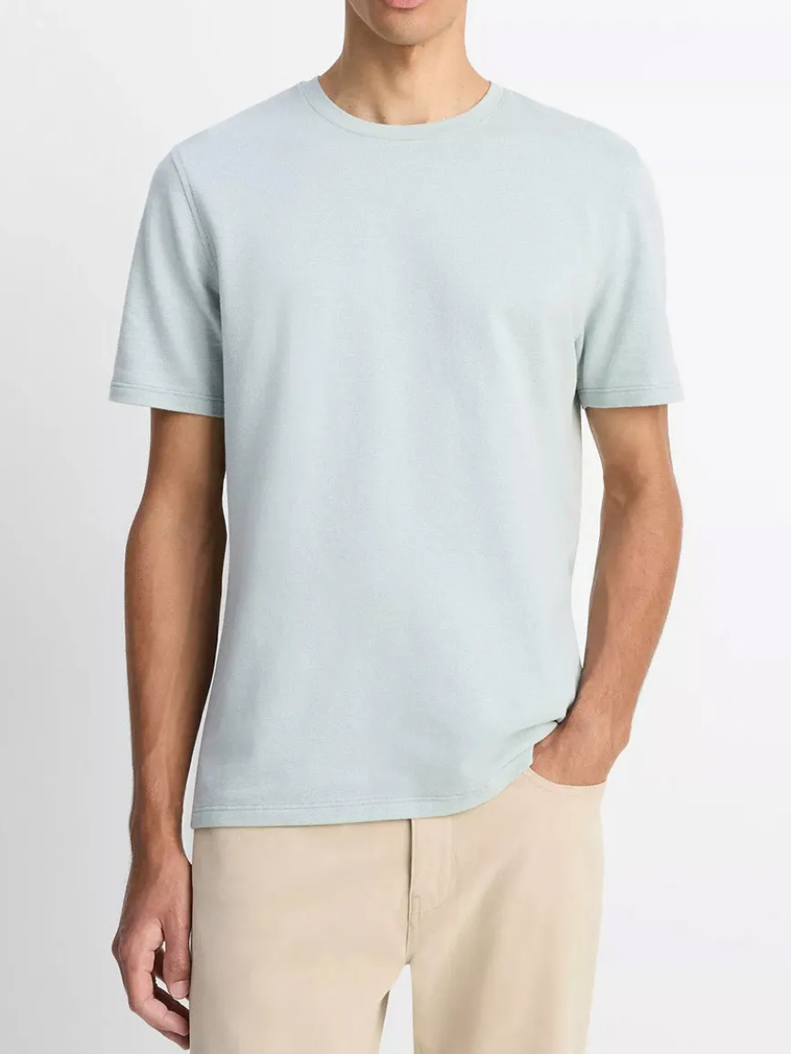 Vince Birdseye Jacquard Pima Cotton T-Shirt in Skylight