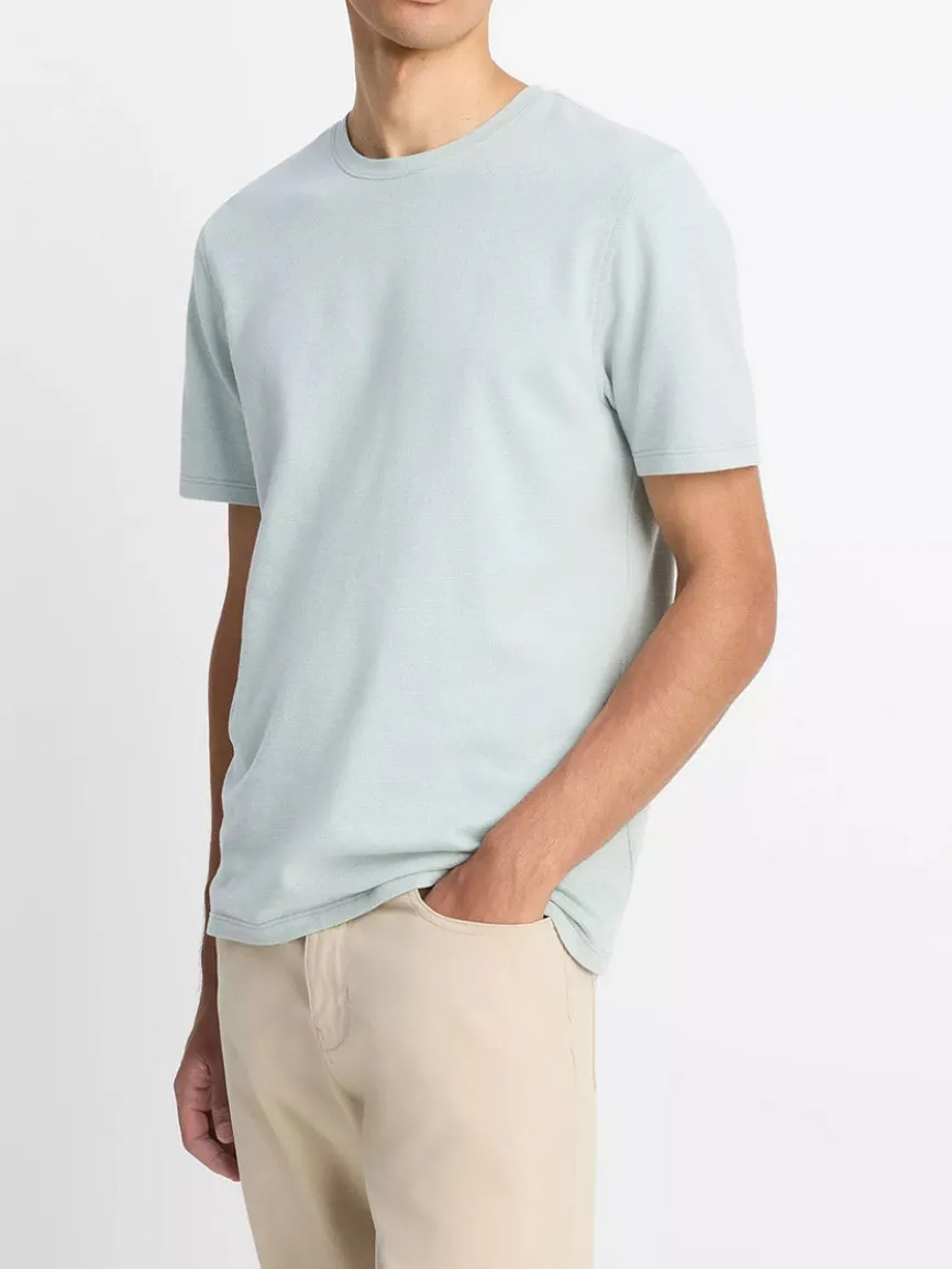 Vince Birdseye Jacquard Pima Cotton T-Shirt in Skylight
