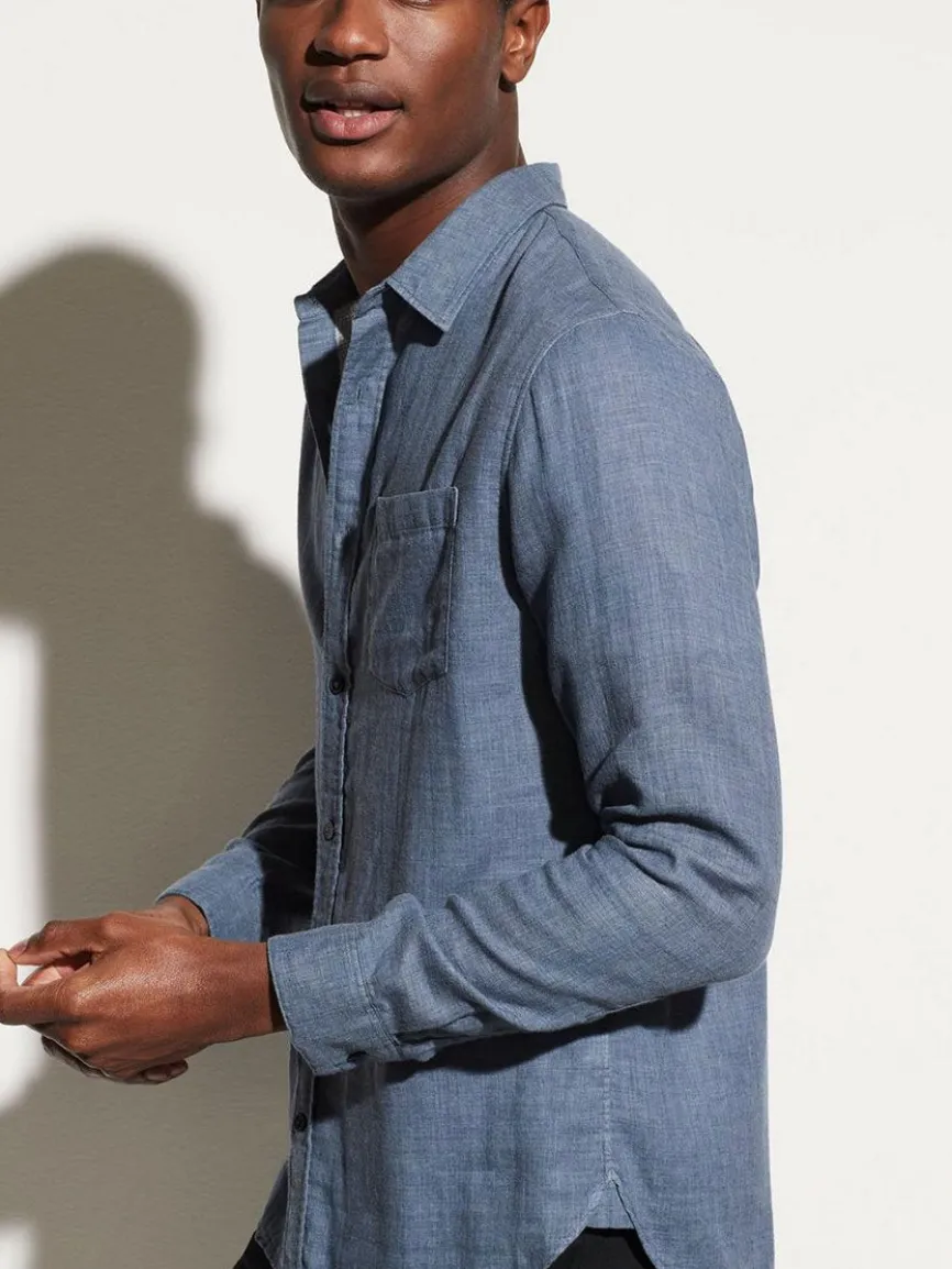 Vince Double Face Long Sleeve Sport Shirt in Chambray