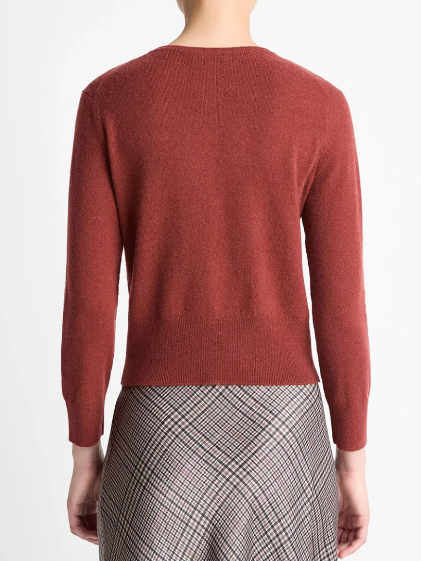 Vince Metal-Button Wool & Cashmere-Blend Cardigan in Siena