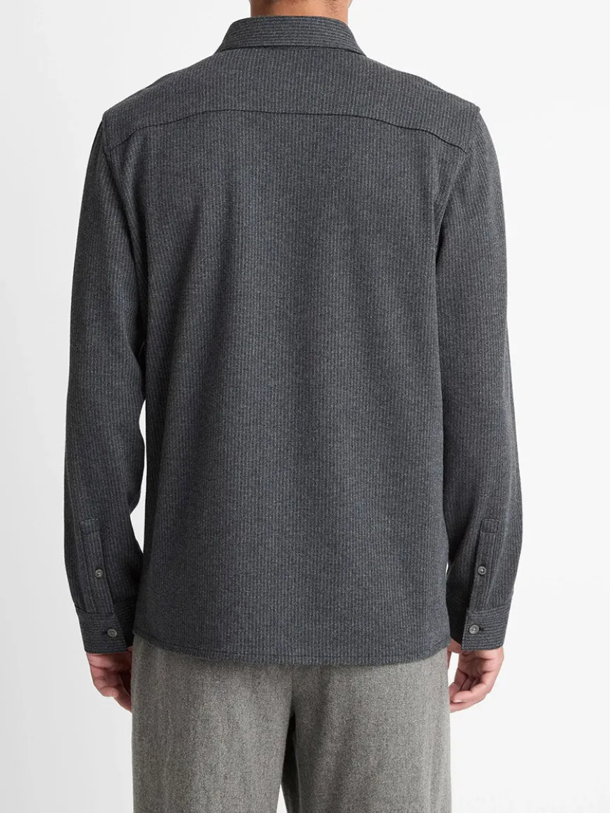 Vince Pinstripe Jacquard Cotton-Blend Button-Front Shirt in Charcoal