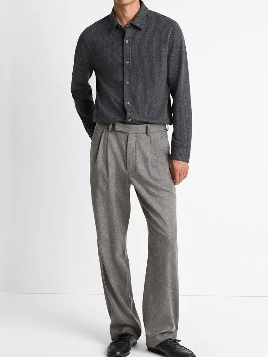 Vince Pinstripe Jacquard Cotton-Blend Button-Front Shirt in Charcoal