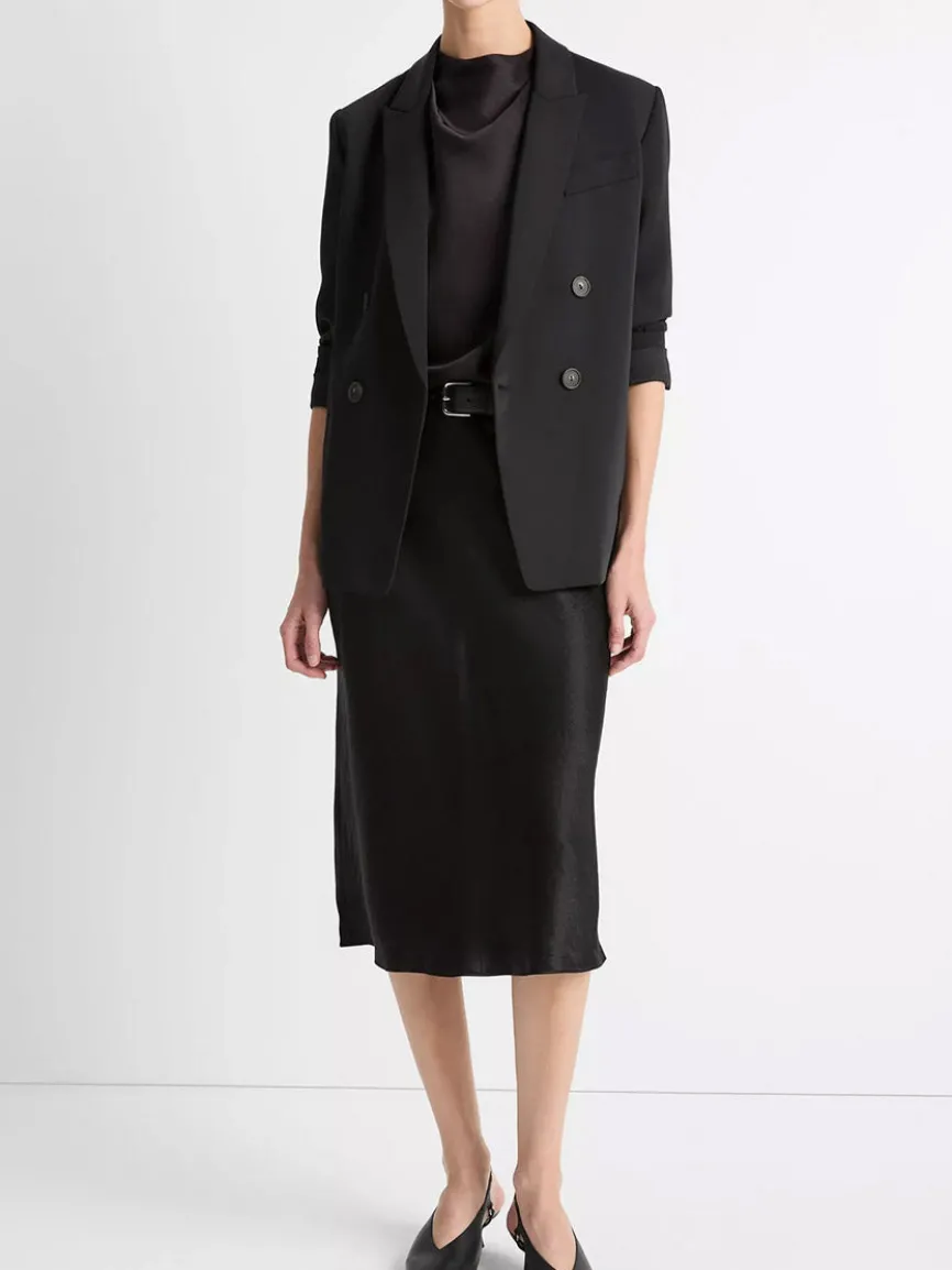 Vince Satin Slip Skirt in Black