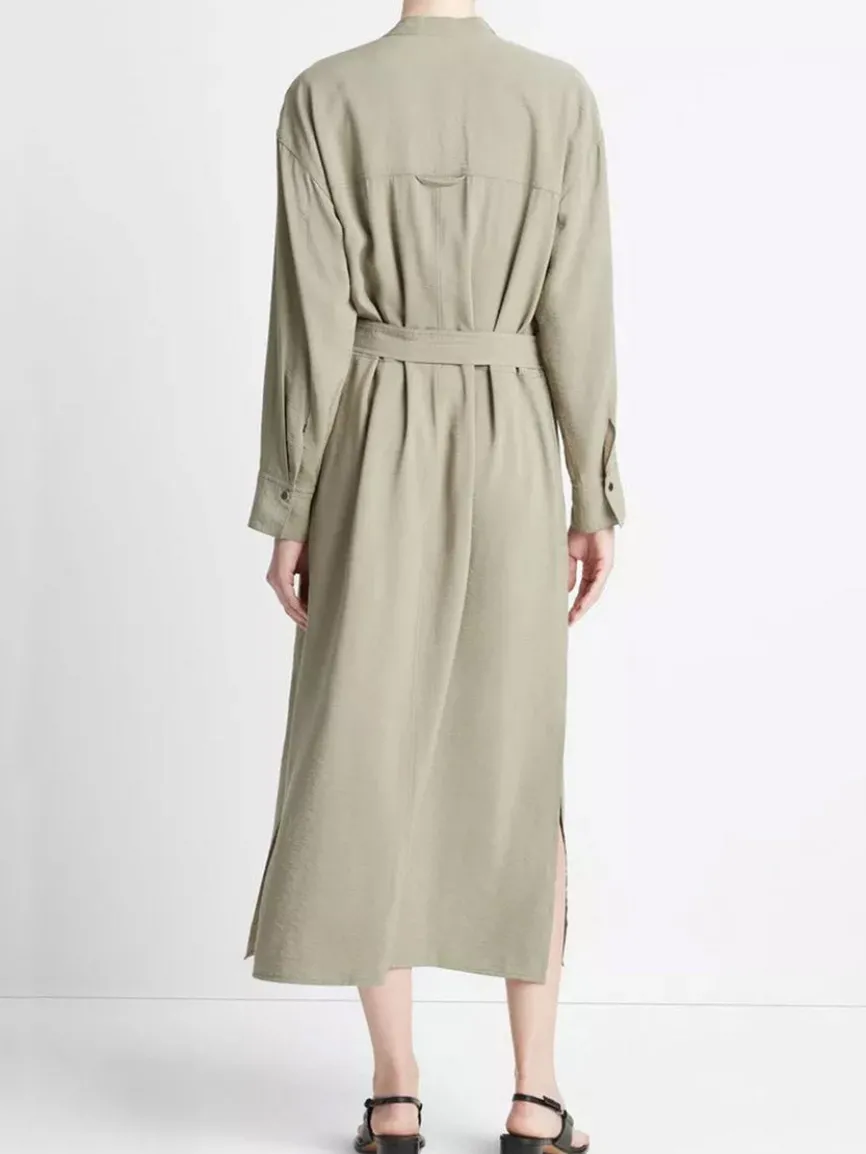 Vince Soft Utility Shirt Dress in Sea Fern