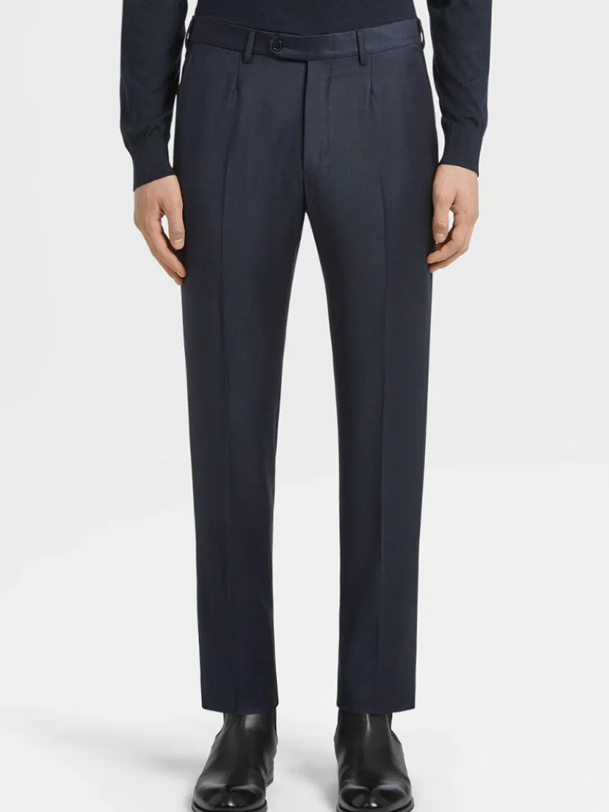 Zegna Navy Blue Milano Trofeo™ Wool Suit in Pinpoint Pattern