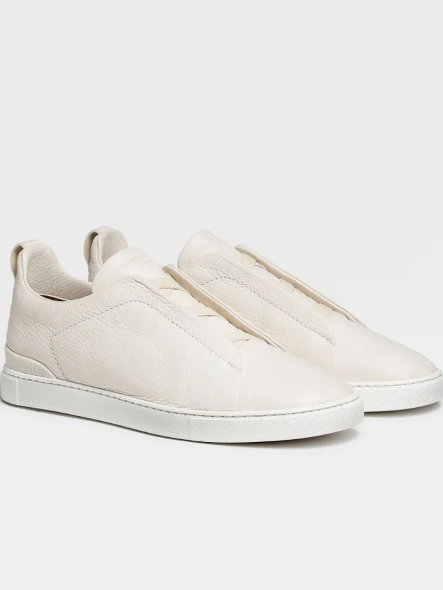 Zegna Off White Deerskin Triple Stitch™ Sneakers